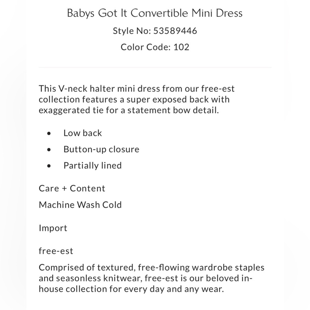 Free People Babys Got It Convertible Mini Dress NWT - Picture 16 of 16